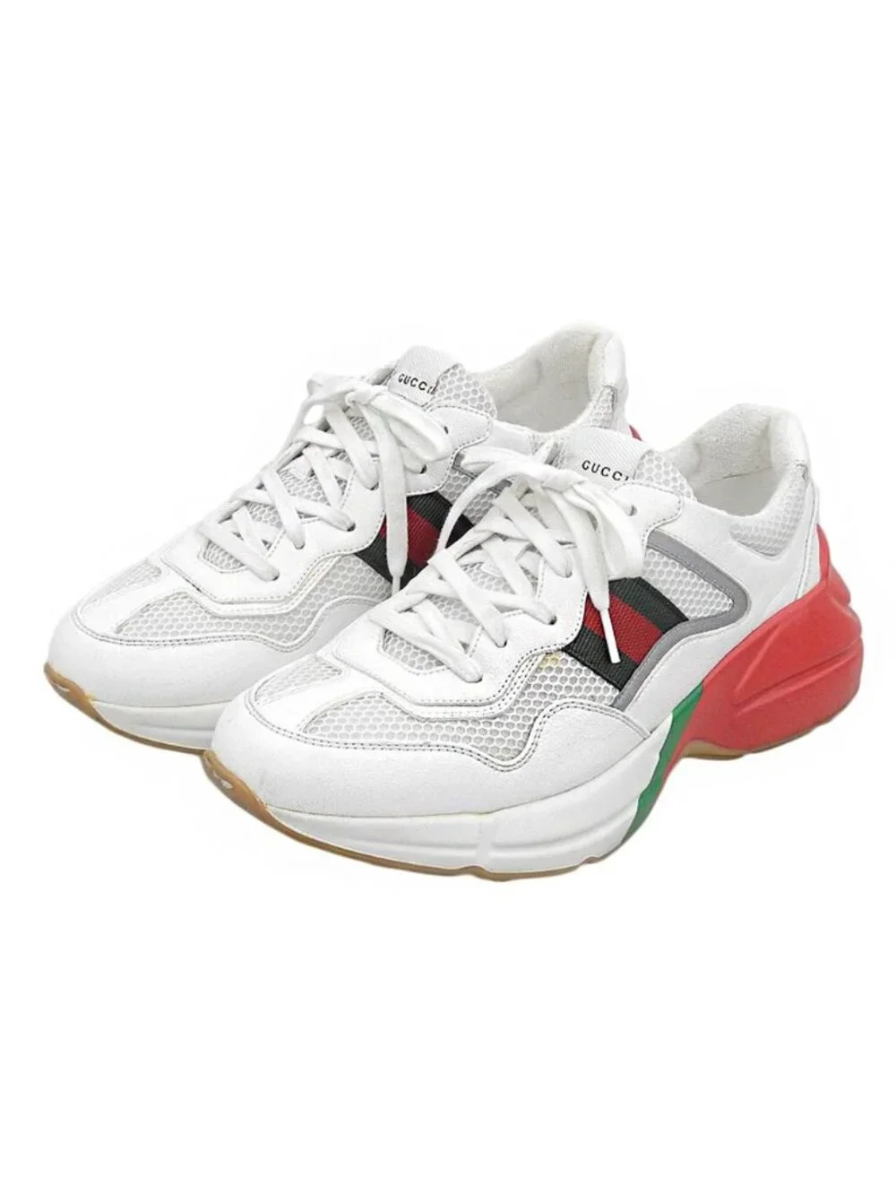 Gucci Mesh Leather Rhyton Sneakers White